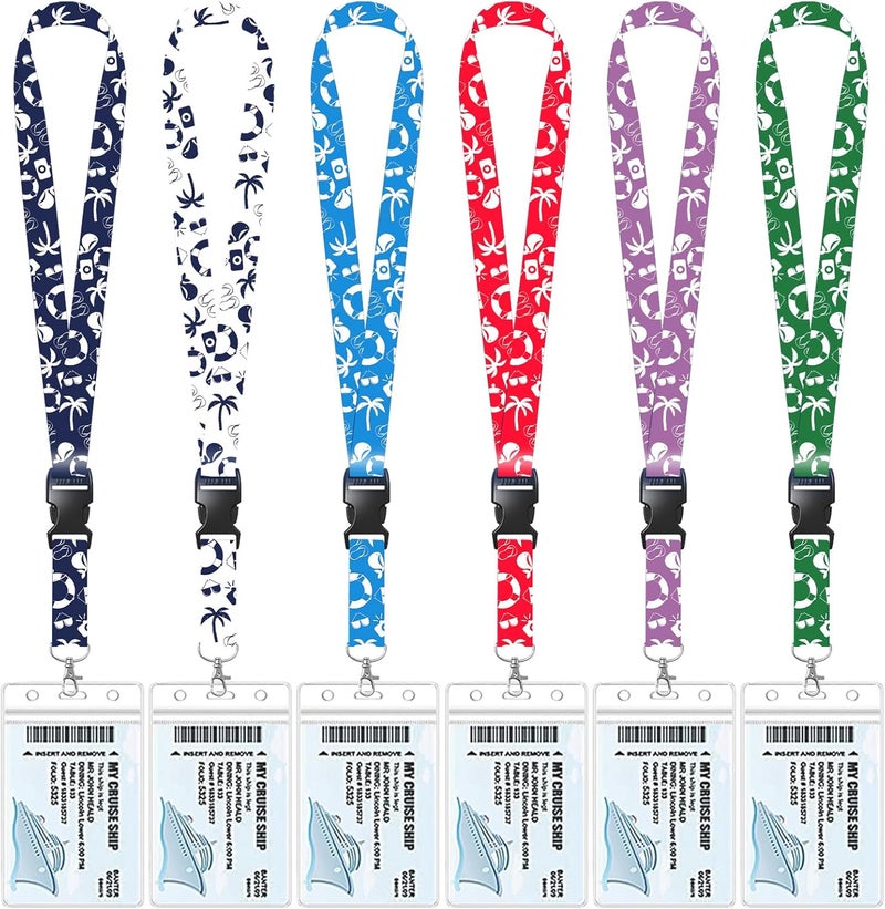 XIANGXING B - 6 Pcs Waterproof Lanyards with Detachable Buckle & ID Badge Holder for Cruise Ship Key Cards & Essentials - Image 1